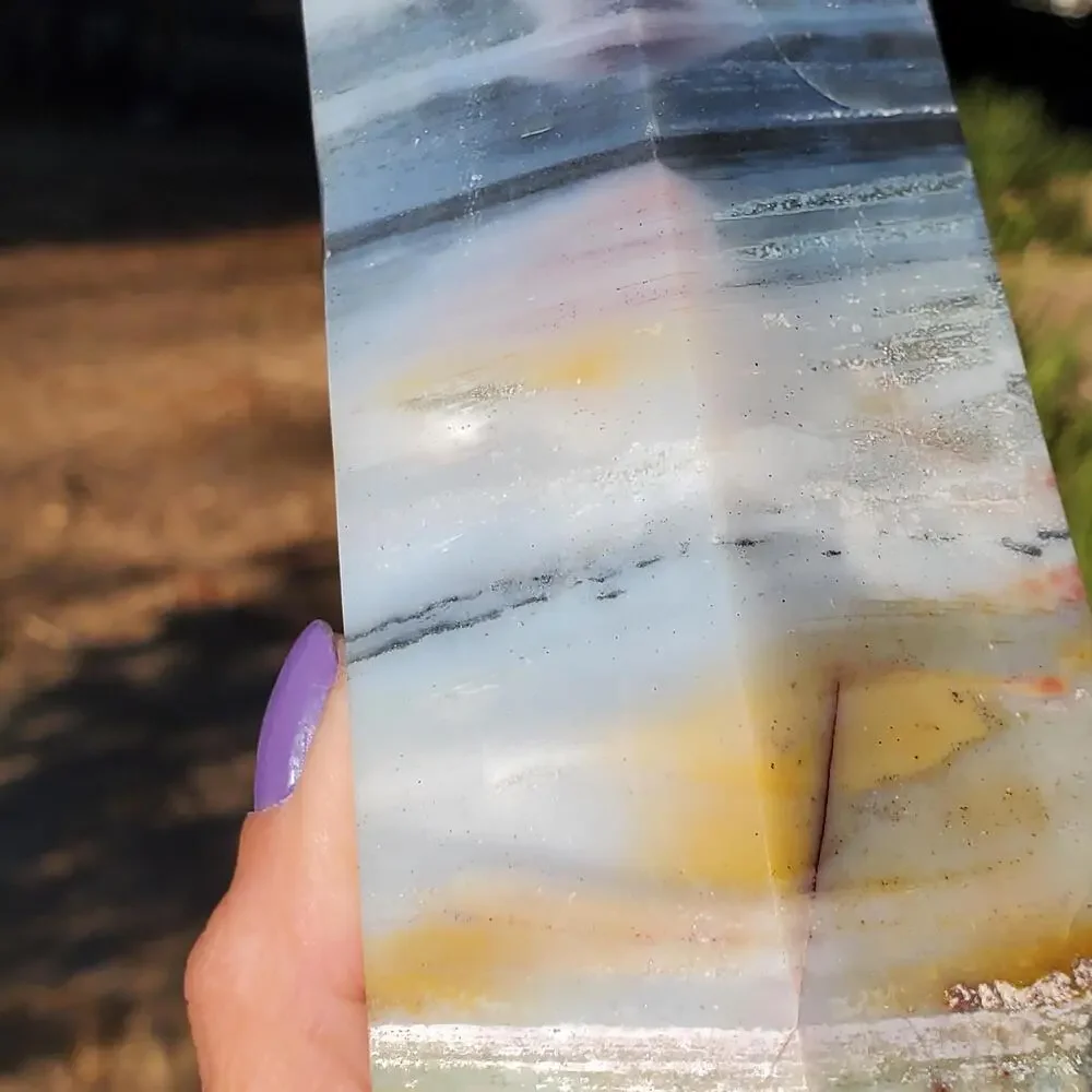 Ocean Jasper Blue Yellow Banded Masterpiece Tower Crystal 793 grams
